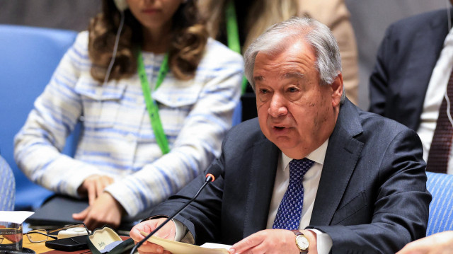 Le secrétaire général de l'ONU, Antonio Guterres, prononce un discours lors d'une réunion du Conseil de sécurité de l'ONU consacrée à la situation au Moyen-Orient, au siège de l'ONU à New York, le 29 avril 2025.