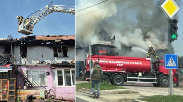 Düzce'de yangın: Alevler 2 katlı binayı kül etti