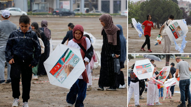 Kocaeli'nin Gölcük ilçesinde, İsrail'in saldırısı altındaki Gazze'de yaşanan insanlık dramına dikkat çekmek ve Filistinlilerle dayanışma duygusunu artırmak amacıyla uçurtma dağıtım etkinliği gerçekleştirildi.