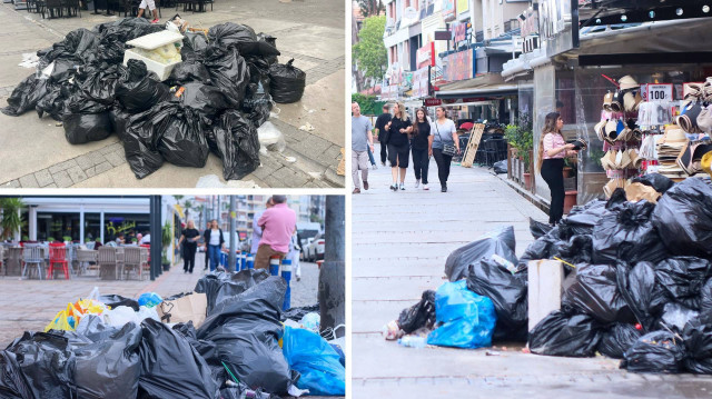İzmir'de işçi grevi şehir hayatını felç etti, cadde ve sokaklar çöp yığınına döndü