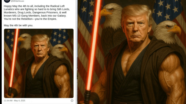 Beyaz Saray'dan dikkat çeken görsel: Trump'lı Star Wars günü paylaşımı