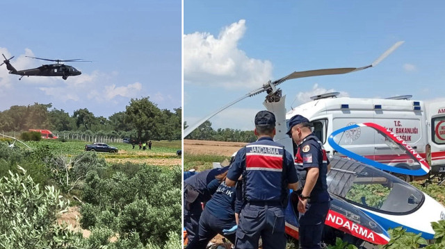 Bölgede uçuş yapan jandarmaya ait bir cayrokopter, bilinmeyen nedenle araziye sert iniş yaptı.