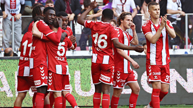 Samsunspor'un gol sevinci.