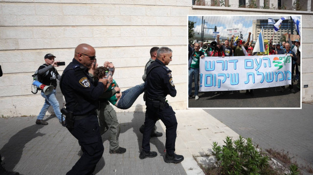 Yüzlerce kişi, İsrail Meclisi'nin önünde toplanarak protesto düzenledi.