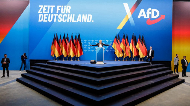 Alice Weidel, codirigeante du parti d'extrême droite Alternative pour l'Allemagne (AfD), s'adresse aux délégués lors d'un congrès du parti le 11 janvier 2025 à Riesa, dans l'est de l'Allemagne.