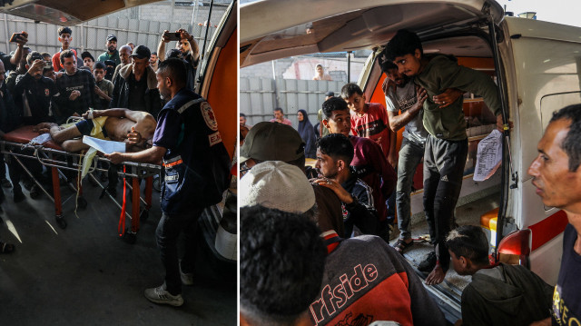 Katil İsrail, Gazze'de insani yardım almaya çalışan Filistinlilere saldırdı.