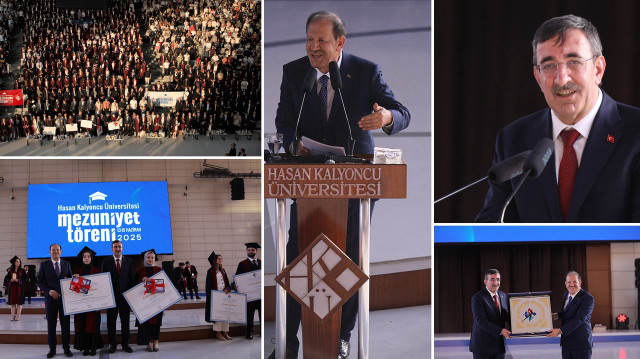 2024 – 2025 öğretim yılını dereceyle tamamlayan öğrencilere başarı belgeleri ve ödülleri Cumhurbaşkanı Yardımcısı Cevdet Yılmaz ve Gaziantep Eğitim ve Hizmet Vakfı Başkanı Cemal Kalyoncu tarafından takdim edildi.