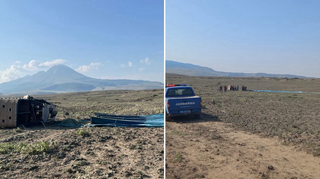 Ihlara Vadisi'nden havalanan sıcak hava balonlarından ikisi gözlük kuyu mevkiine düştü.