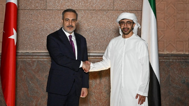 Turkish Foreign Minister Hakan Fidan and his United Arab Emirates counterpart Abdullah bin Zayed Al Nahyan