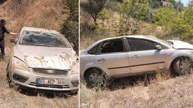 Sürücünün kontrolünü kaybettiği otomobil, yolun sağındaki 3 metrelik şarampoldeki çalılıkların arasına uçtu.
