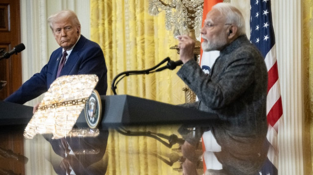 Le président américain Donald Trump et le Premier ministre indien Narendra Modi tiennent une conférence de presse conjointe dans la salle Est de la Maison Blanche à Washington, DC, le 13 février 2025.