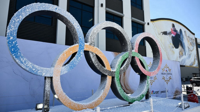 Les anneaux olympiques à Los Angeles, en Californie, le 21 mai 2025.