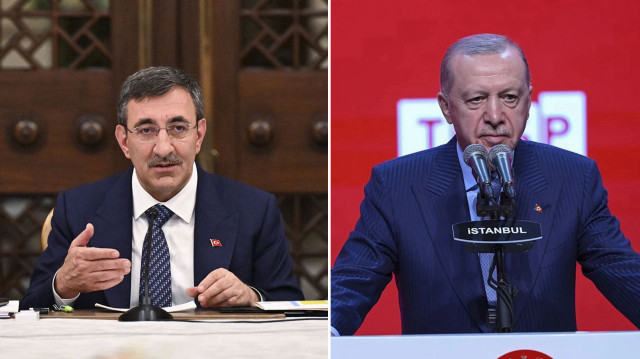 Cumhurbaşkanı Yardımcısı Cevdet Yılmaz ve Cumhurbaşkanı Recep Tayyip Erdoğan