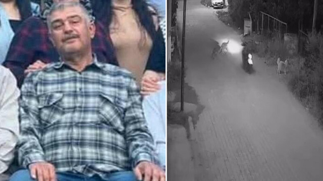Ahmet Salıker yönetimindeki motosikletin aniden yola fırlayan köpeğe çarpıp, ardından yola fırladığı anlar kameraya yansıdı.