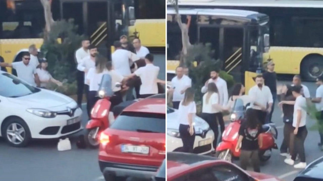 Çığlıkların yükseldiği kavga çevredekilerin araya girmesiyle son buldu.