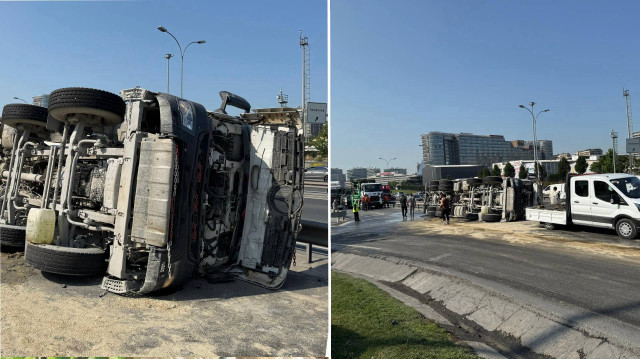 Kaza nedeniyle Sefaköy Kavşağı ve Basın Ekspres Yolu'nda çift yönlü trafik yoğunluğu oluştu.
