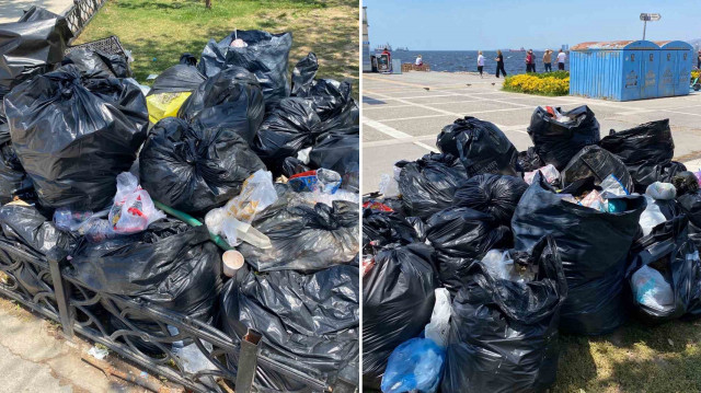 Başta ulaşım olmak üzere birçok hizmetin durma noktasına geldiği İzmir'de, ulaşımla birlikte çöplerin de toplanmaması vatandaşı mağdur ediyor.