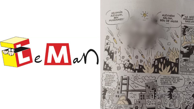 Leman dergisinde yer alan ve Hz. Muhammed ile Hz. Musa'yı hedef alan karikatür.