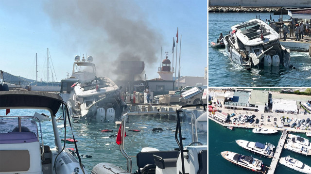 Bodrum'da yakıt ikmali için marinaya yanaşan teknede patlama meydana geldi