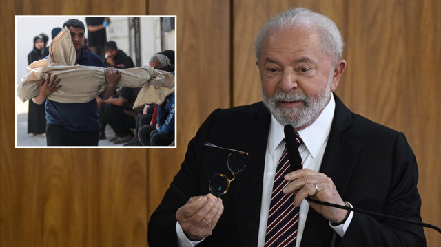 Lula da Silva, Devlet Başkanlığı Sarayı Planalto'daki basın toplantısında, İsrail'in Gazze'ye yönelik saldırılarına tepki gösterdi.