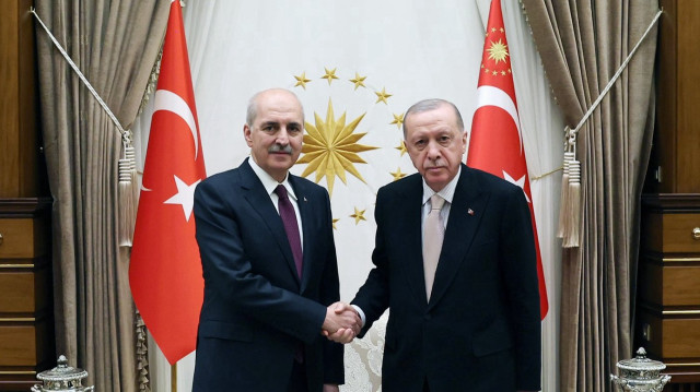 Cumhurbaşkanı Recep Tayyip Erdoğan, Türkiye Büyük Millet Meclisi (TBMM) Başkanı Numan Kurtulmuş'u kabul etti.