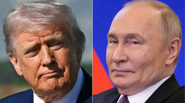 Cette combinaison d'images créée le 04 juin 2025 montre, de gauche à droite, le président américain Donald Trump à Morristown, New Jersey, le 23 mai 2025, et le président russe Vladimir Poutine au Kremlin à Moscou le 28 mai 2025.