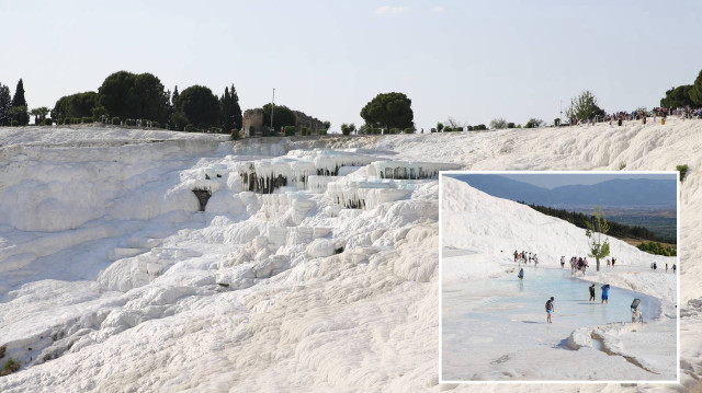 Pamukkale'ye ziyaretçi akını.