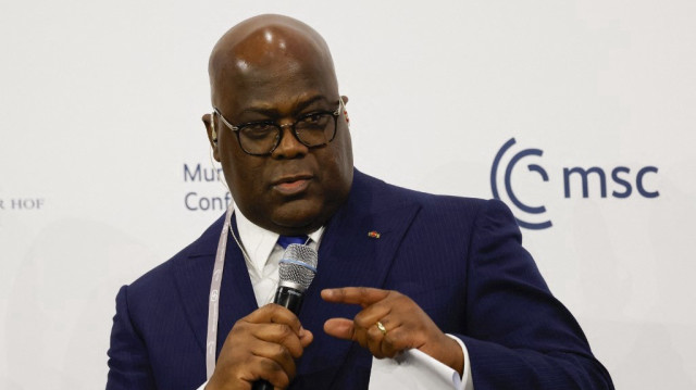 Le président congolais Felix-Antoine Tshisekedi Tshilombo s'exprime lors de la 61e conférence de Munich sur la sécurité (MSC) à Munich, dans le sud de l'Allemagne, le 14 février 2025.