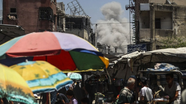 Smoke rises after the Israeli attack on Gaza City, Gaza on June 30, 2025.
