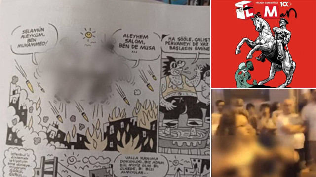 Leman dergisinde yer alan ve Hz. Muhammed ile Hz. Musa'yı hedef alan karikatür.
