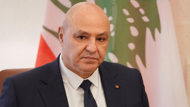 Le président libanais Joseph Aoun lors de sa rencontre avec son homologue chypriote Nikos Christodoulides au palais présidentiel de Nicosie lors de sa première visite officielle sur l'île de la Méditerranée orientale, le 9 juillet 2025.