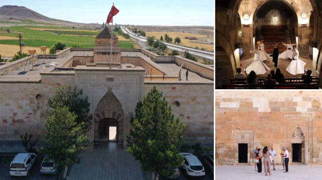 Kapadokya'ya gelen turistler, Avanos ilçesi yakınlarındaki 8 asırlık Saruhan Kervansarayı'nda sema ayiniyle tasavvufa yolculuk yapıyor. Turistler, taş duvarlarla çevrili avlu içindeki çeşitli odaları gezdikten sonra taş kemerlerle çevrili büyük salonun otantik atmosferinde Türk kültürünü yakından tanıma fırsatı buluyor.