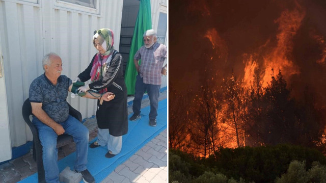 Orman yangınından etkilenen Kaşıkçı köyünde sağlık taraması yapıldı.