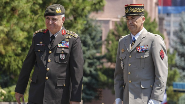 Turkish Chief of General Staff Gen. Metin Gurak welcomes French Chief of General Staff Thierry Burkhard with an official ceremony at the Turkish General Staff Headquarters, in Ankara, Türkiye on July 17, 2025.
