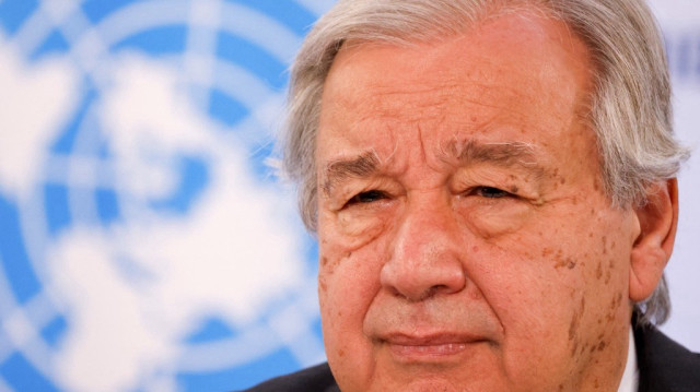 Le Secrétaire général de l'ONU, Antonio Guterres, s'adresse au public lors d'une conférence de presse au deuxième jour de la Conférence des Nations Unies sur les océans (UNOC3), à Nice, sur la Côte d'Azur, le 10 juin 2025.