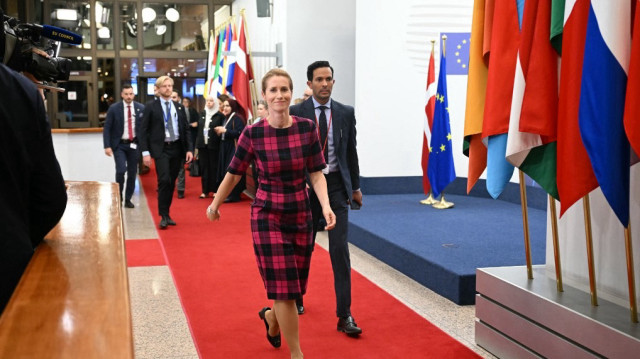 Kaja Kallas, haute représentante de l'Union européenne pour les affaires étrangères et la politique de sécurité et vice-présidente de la Commission européenne, arrive à Bruxelles le 14 juillet 2025 pour la réunion ministérielle UE-Voisinage méridional.