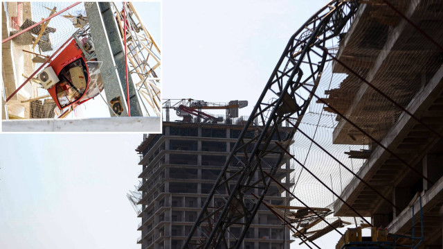 Bursa'da inşaat çalışmaları sırasında şantiyedeki vincin devrilmesi sonucu operatör yaralandı.