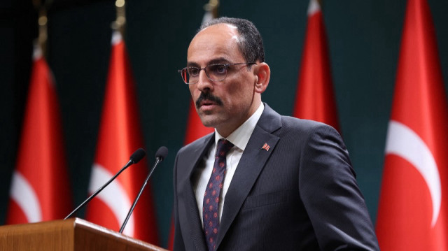 Le porte-parole de la présidence turque, Ibrahim Kalin, donne une conférence de presse à la suite des discussions avec la Suède et la Finlande sur leurs candidatures à l'adhésion à l'OTAN, dans le complexe présidentiel d'Ankara, le 25 mai 2022.