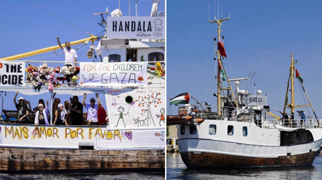 Handala, öğle saatlerinde Filistin destekçilerinin şarkıları ve sloganları eşliğinde yola çıktı.