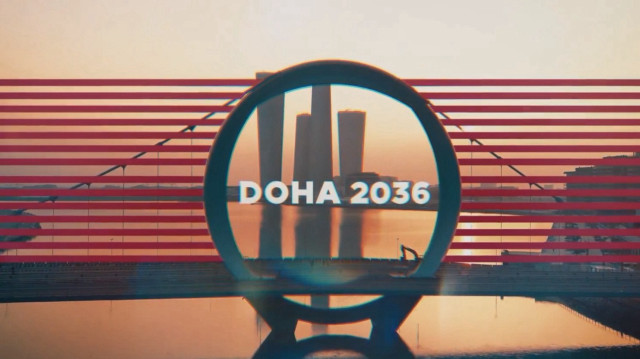 Logo de la candidature qatarie pour l'accueil des Jeux olympiques de 2036 à Doha.