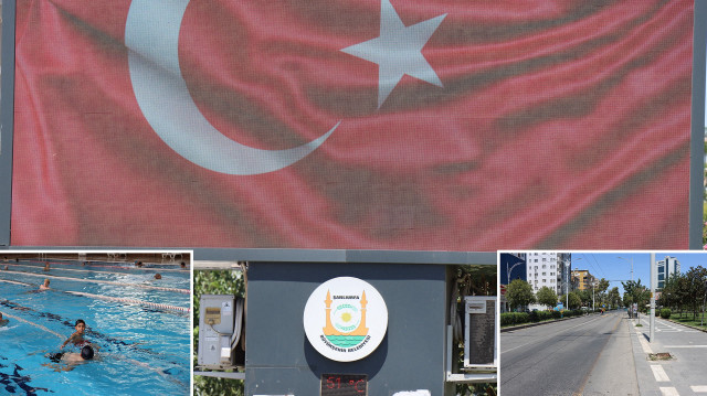 Sıcak nedeniyle vatandaşlar havuzlarda serinledi.