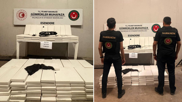Hakkari'de mermer blokların arasına gizlenmiş 300 kilogram afyon sakızı ele geçirildi.