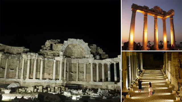 - Antalya'nın Manavgat ilçesinde antik dönemdeki Pamfilya'nın en önemli liman kenti olan Side, ışıklandırılmış görünümüyle gece yerli ve yabancı turistleri büyülüyor.