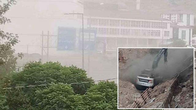 Yol yapım çalışması esnasında patlama meydana geldi.