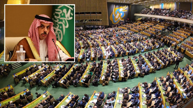 Suudi Arabistan Dışişleri Bakanı Faysal bin Ferhan, Birleşmiş Milletler'de Yüksek Düzeyli Uluslararası Konferans'ta konuştu