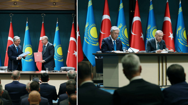 Cumhurbaşkanı Recep Tayyip Erdoğan ve Kazakistan Cumhurbaşkanı Kasım Cömert Tokayev huzurunda, iki ülke arasında ortak anlaşmalar imzalandı.