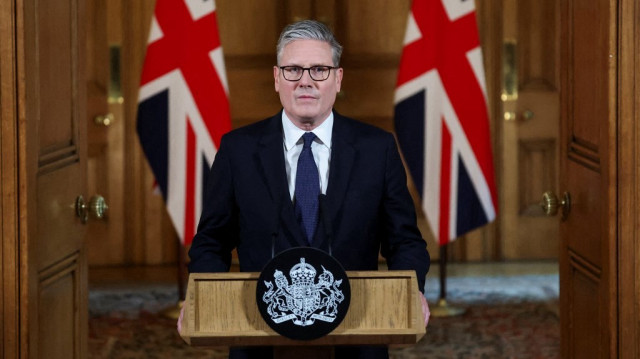 Le Premier ministre britannique Keir Starmer prend la parole à l'issue d'une réunion d'urgence de son cabinet sur Gaza au 10 Downing Street, à Londres, le 29 juillet 2025.