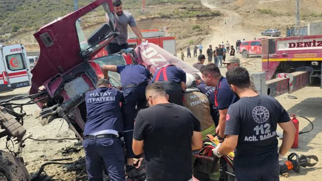 Freni patlayan vinç uçuruma yuvarlandı
