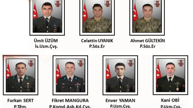 Metan gazı nedeniyle şehit olan askerlerimiz.