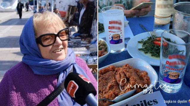 Mülkiyeler Restoranı'nda servis edilen küfür dolu içki bardakları.